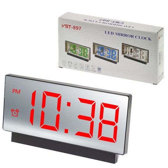 Годинник мережний настільний VST-897-1 (червоне підсвічування, температура, від IX-751 USB кабелю)