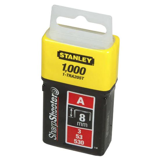 Скобы тип А высотой 8 мм, для степлера ручного Light Duty, в упаковке 1000 шт STANLEY 1-TRA205T | Зображення 1