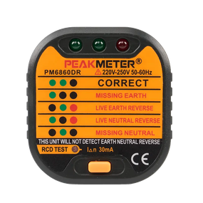 Тестер розеток Peakmeter PM6860DR (30 мА) 65*61*55 mm (sv2450)
