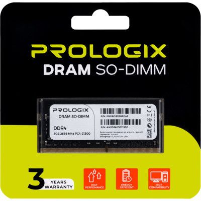 Модуль памяти для ноутбука SoDIMM DDR4 8GB 2666 MHz Prologix (PRO8GB2666D4S) | Зображення 3