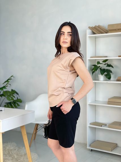 Комплект жіночий (футболка+шорти) Носи своє 50 Бежевий (p-10496-113374) | Зображення 5
