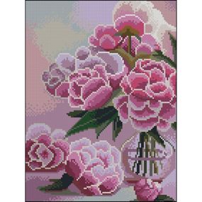 Алмазная мозаика без подрамника "Розовые пионы" ZAV3040-44, 30х40 см