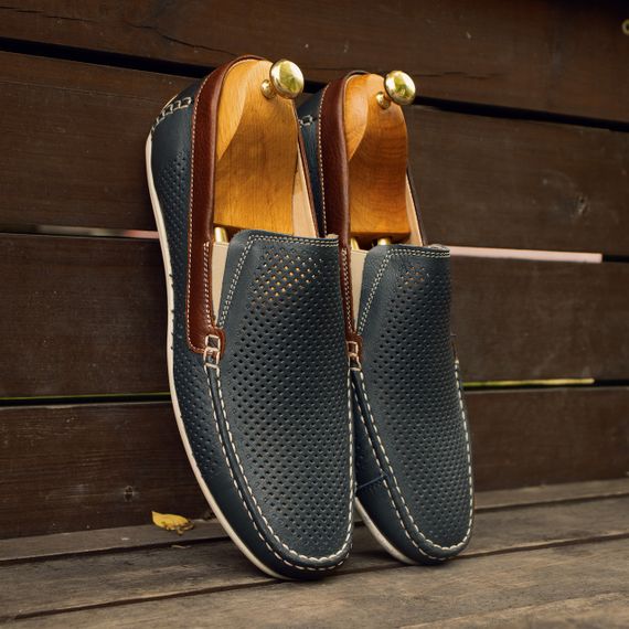 Мужские летние мокасины синего цвета 40 42 размер. Мужская обувь Кадар | Зображення 1