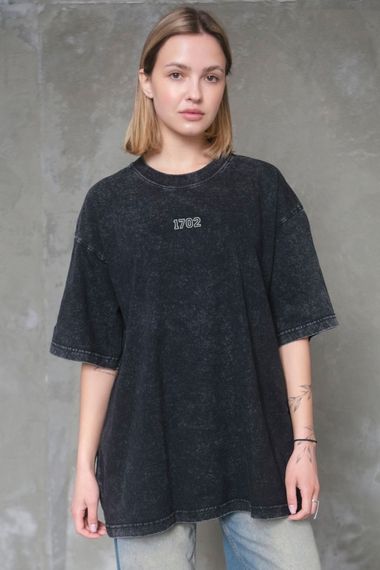 Виварена Оверсайз Футболка Without Washed З Принтом Skyline Black | Зображення 5