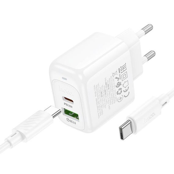 Набір СЗУ HOCO CS54A+кабель Type-C/Type-C, 1xUSB+1xUSB-C, PD20W+QC3.0, кабель 1м | Зображення 7