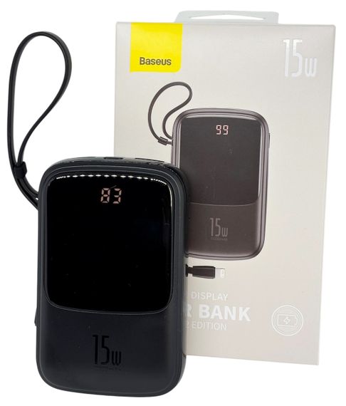 Power Bank 10000 mAh 15 W BASEUS реальна ємність з кабелем зовнішній акумулятор павербанк