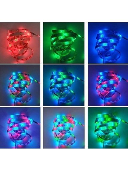 Світлодіодна стрічка SMD 3528 RGB (54 LED/m) 5 метрів на силіконі з блоком та пультом керування різнокольорова (повний комплект) | Зображення 8
