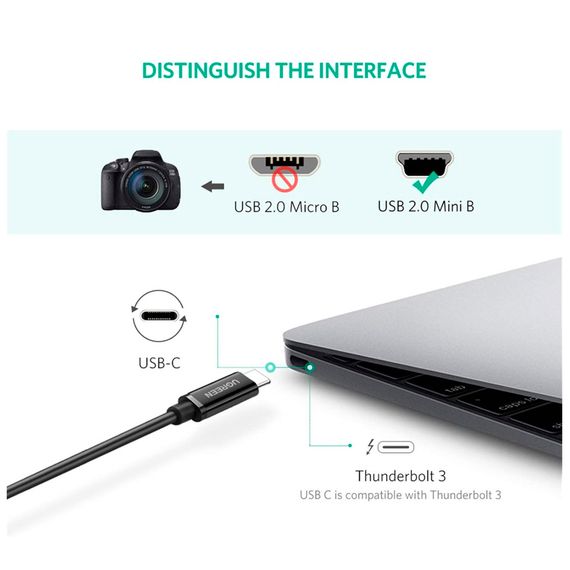 Дата кабель USB-C 2.0 AM to Mini 5P 1.0m US242 black Ugreen (50445) | Зображення 3