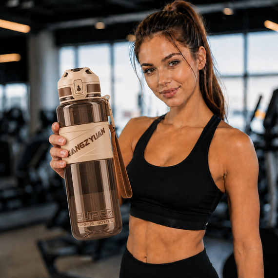 Спортивна пляшка для води KANGZYUAN 700 мл Коричнева, Tritan (BPA Free), ударостійка з ремінцем | Зображення 9