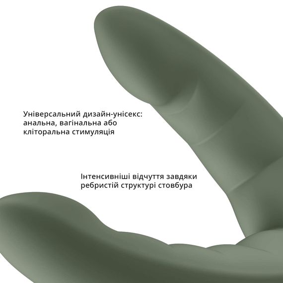 Подвійний фалоімітатор Fun Factory RYDE wild olive, гнучкі стовбури, присоска | Зображення 4