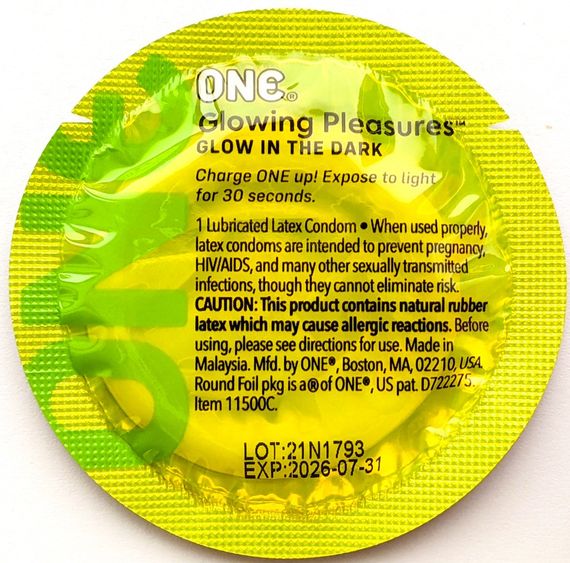 Набір флуоренцетних презервативів ONE Glowing Pleasures світяться у темряві (ціна за упаковку, 100 шт) sexstyle | Зображення 3