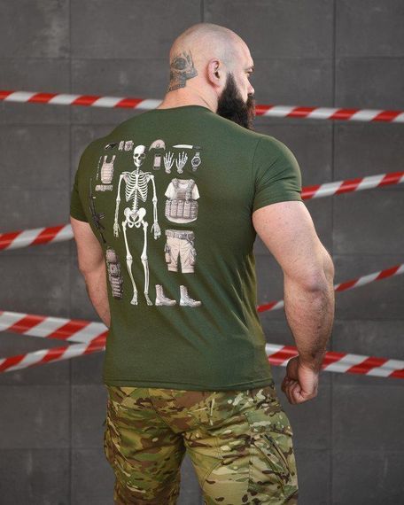 Тактична ХЛОПКОВА футболка NECRONIMICON скелет олива НП5201 | Зображення 2