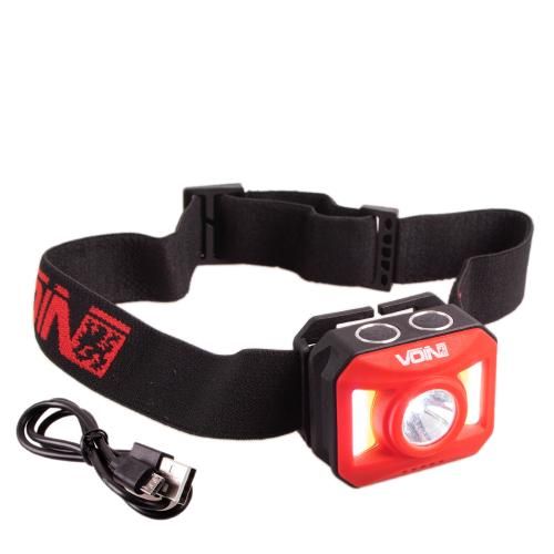 Ліхтар налобний VOIN VL-163, 2 x 3W-COB (W/R)+3W XPE/АКБ800mAh/рег. нахилу | Зображення 4