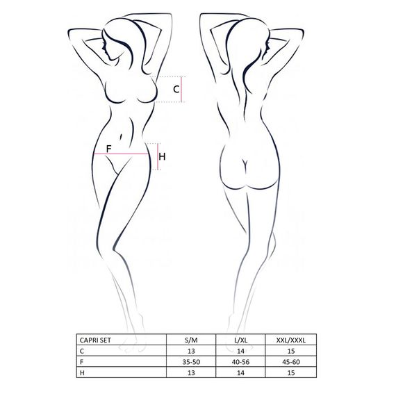 Комплект белья под латекс Passion CAPRI SET XXL/XXXL, black, мини-бикини, стринги, пояс для чулок | Зображення 2