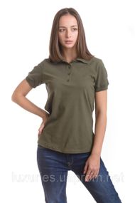 Жіноча Футболка ПОЛО -  МІКРОЛАКОСТА - з манжетами на рукавах - ХАКІ