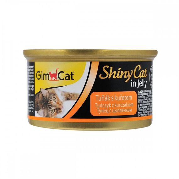 Корм вологий GimCat Shiny Cat для котів з тунцем та куркою в желе 70 г