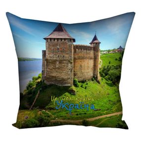Подушка габардинова з принтом Кам'янець-Подільська фортеця 50x50 (5P_UKR061)