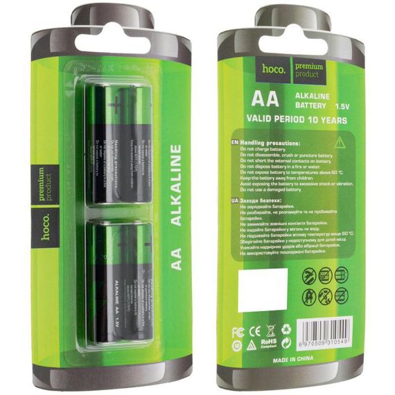 Батарейки Hoco AA (LR6) Alkaline упаковка 4 шт Black | Зображення 1