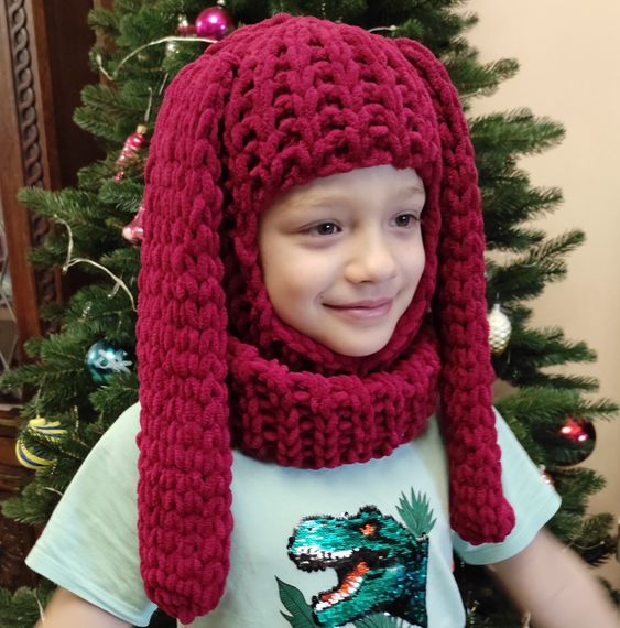 Балаклава колір 107 плюшева з вушками зайчика | Зображення 2