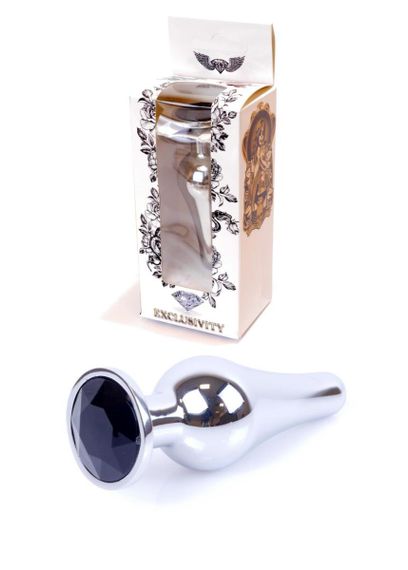 Анальная пробка - Jewellery Silver Long Plug Black sexstyle