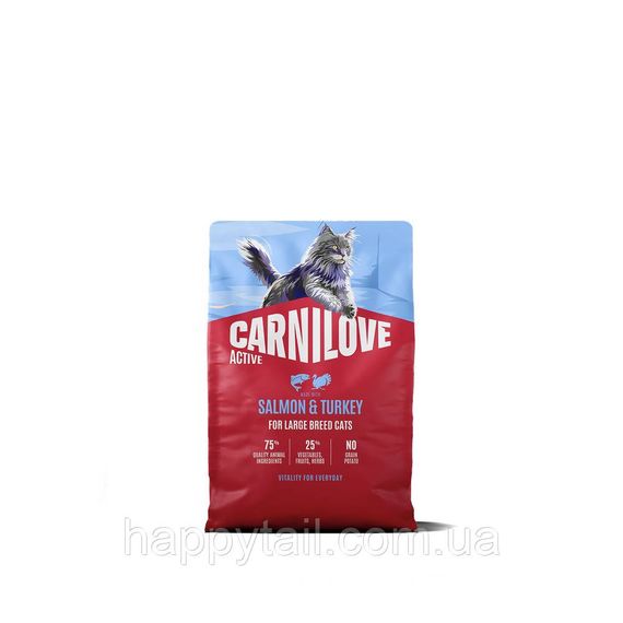 Беззерновий сухий корм Carnilove Active Salmon & Turkey Large Breed для котів великих порід лосось та індичка 2 кг (арт. 173716)
