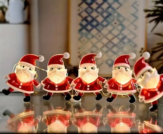 Гірлянда Санта Клаус  на батарейках 2 М 20 ламп | Зображення 3