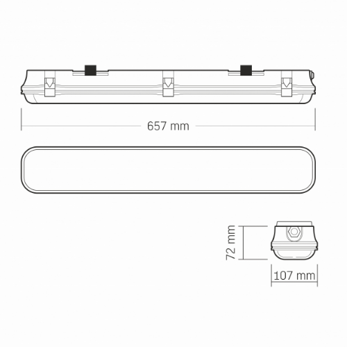 LED Світильник лінійний під лампу 2*T8 0,6м 220V IP65 VL-BNW-T8062G Videx | Зображення 9