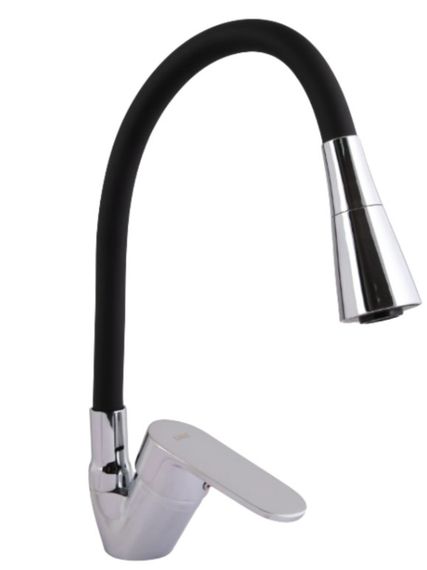 Змішувач для кухні Lidz Tani 008F3 з гнучким виливом (k40) Black / Chrome LDTAN008F3BCR39484