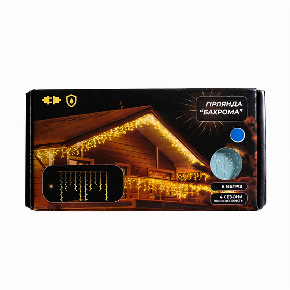 Новорічна гірлянда вулична Бахрома 6 м 105 LED чорний провід Синій 6МBBL | Зображення 3