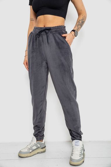 Спортивні штани жіночі велюрові, колір сірий, 238R58646 | Зображення 2