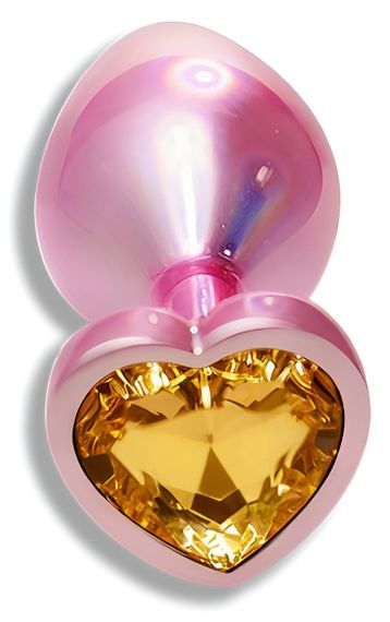 Анальна пробка з кристалом EGZO - Pink Perl Heart Plug Yellow, size S Sex Aura | Зображення 1