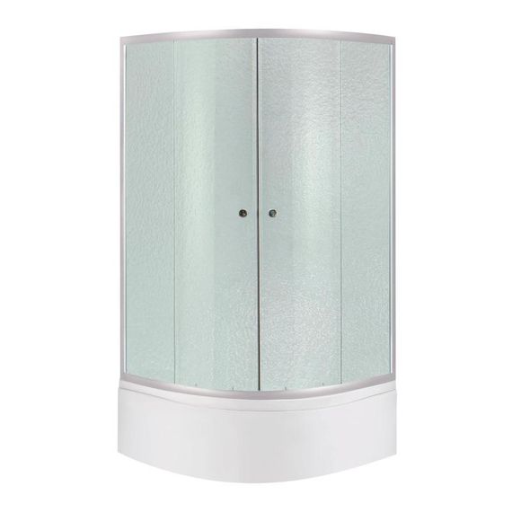 Lidz Latwa SC90x90.SAT.HIGH.FR Душова кабіна напівкругла, скло Frost 4 мм + Lidz Душовий піддон KAPIELKA ST90x90x41, з панеллю