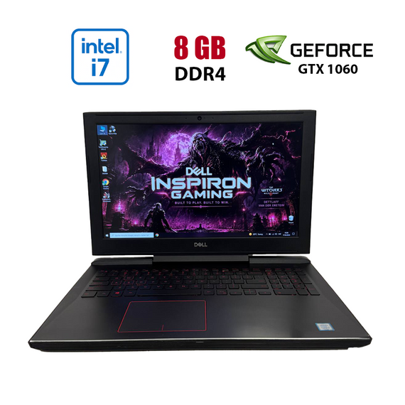 Ігровий ноутбук Б-клас Dell Inspiron Gaming 7577 / 15.6" (1920x1080) IPS / Intel Core i7-7700HQ (4 (8) ядра по 2.8 - 3.8 GHz) / 8 GB DDR4 / 256 GB SSD / nVidia GeForce GTX 1060 Max-Q, 6 GB GDDR5, 192-bit / WebCam б/в