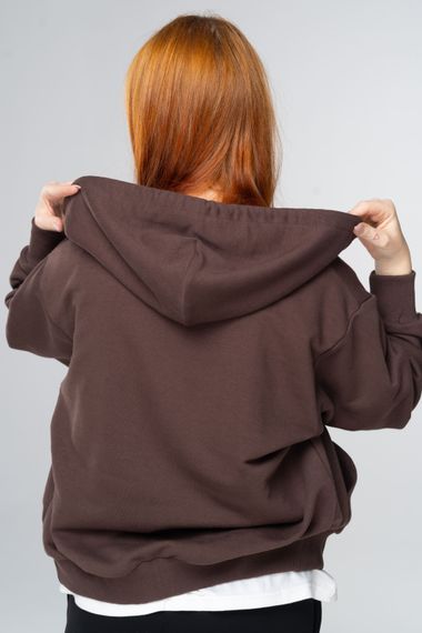 Худі на блискавці жіноче коричневого кольору, 3XL | Зображення 2