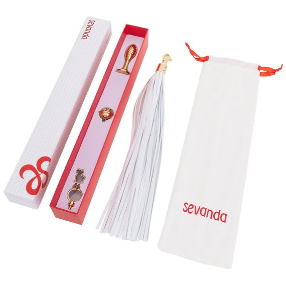 Металева анальна пробка Хвіст поні LOCKINK SEVANDA White Pony-Tail Anal Pear-shape Plug | Зображення 6