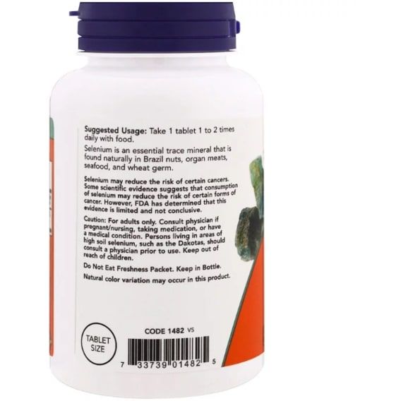 Селен NOW Foods Selenium 100 mcg 100 Tabs | Зображення 1