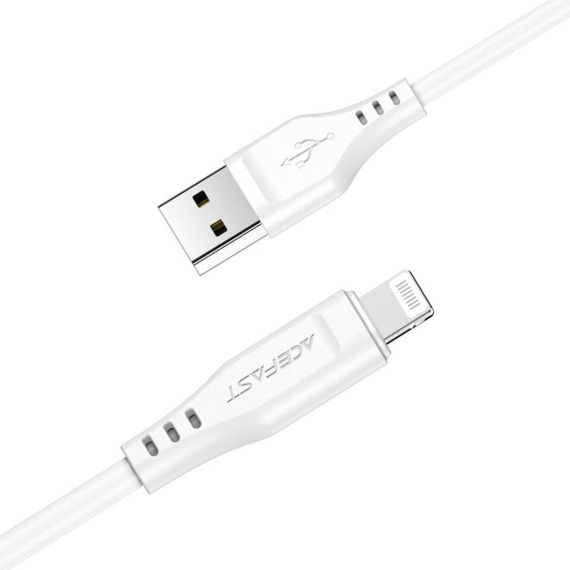 Кабель ACEFAST C3-02 USB to iP 2.4A, 1.2m, TPE, TPE connectors, White | Зображення 1