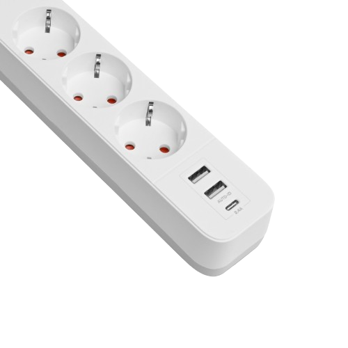 Мережевий подовжувач із заземленням 3 розетки/2USB-A/1Type-C 3м з кнопкою білий VF-PD33G2U1C-W Oncord Videx | Зображення 4