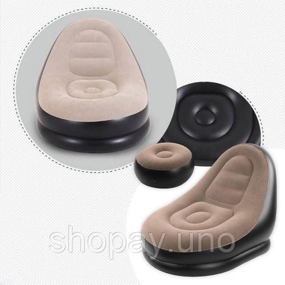 Надувне крісло з пуфом для відпочинку AIR SOFA велюрове Brown QY-86 | Зображення 8