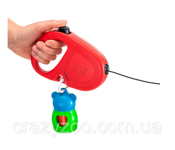 Поводок-рулетка для собак Ferplast Flippy One Cord до 20 кг красный шнур 5 метров 75093022 | Зображення 2