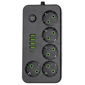 Мережевий фільтр-подовжувач 5 розеток 4xUSB-A 1xUSB-C 5м чорний HP-5-52