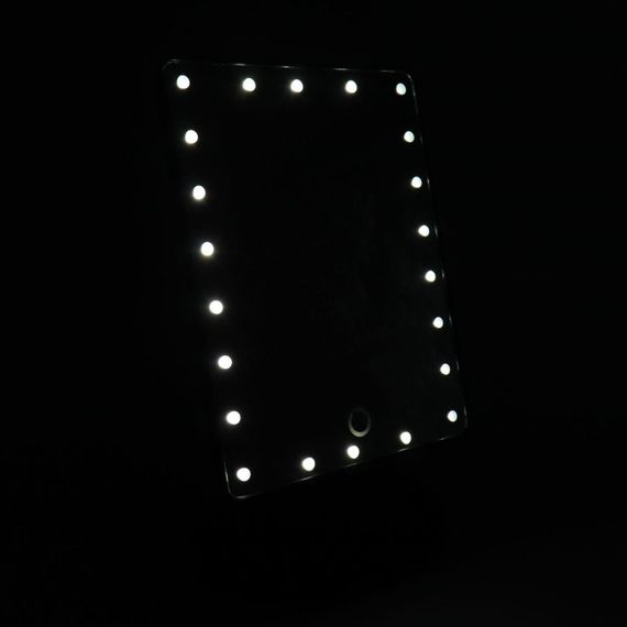 Дзеркало для макіяжу з підсвіткою (22x17 см), на батарейках та від USB, NJ-230, Чорне / Сенсорне настільне дзеркало | Зображення 6