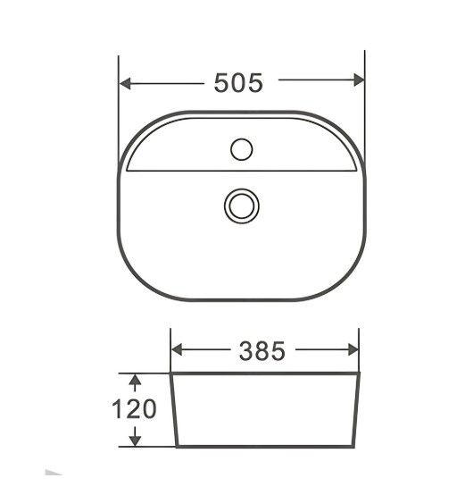 Раковина накладна Mixxus Premium ELLIPSE-0203  з отвором під змішувач (MP6678) | Зображення 2