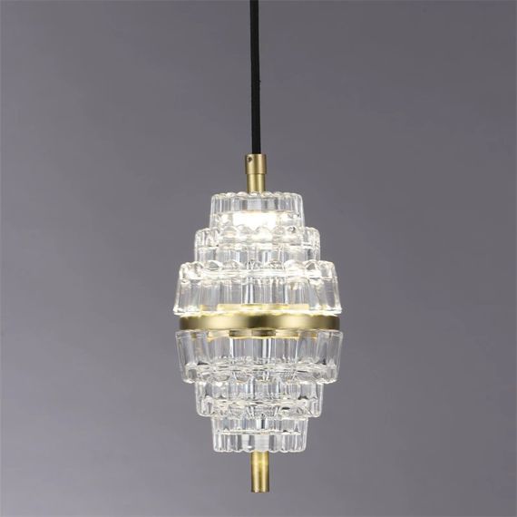 Люстра світлодіодна підвісна LED світильник для квартири на стелю лед 26715 Латунь 30-200х11х11 см. | Зображення 2