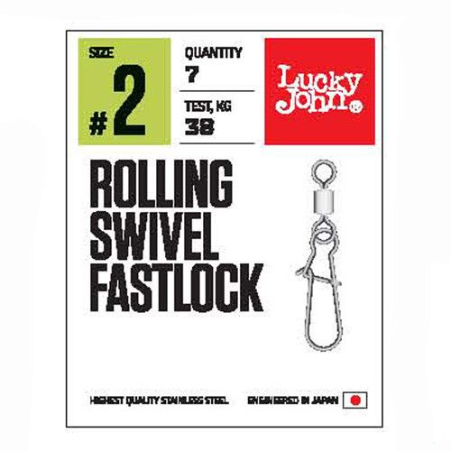 Вертлюги c застеж. LJ Лаки Джон Pro Series ROLLING SWIVEL FASTLOCK 004 7шт.