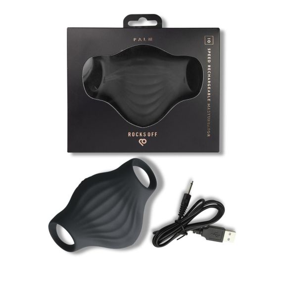 Мастурбатор Rocks Off Palm Black, петлі для пальців, 10 режимів Sex Aura | Зображення 5