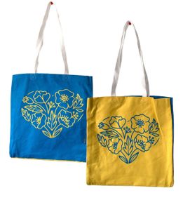 Екосумка шопер 4Profi "Квітка жовто-блакитна" двунитка (хлопок) 2-х сторонній принт