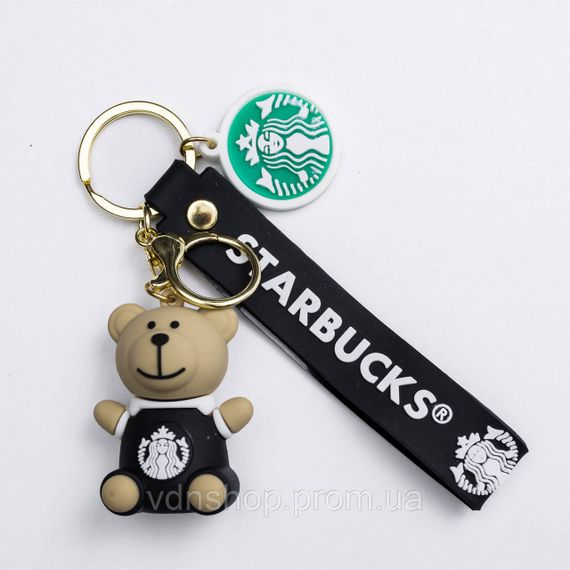 Детский брелок Мишка Старбакс 3.5×4.5 (см) для ключей, на сумку и рюкзак Черный HP-55-26BB