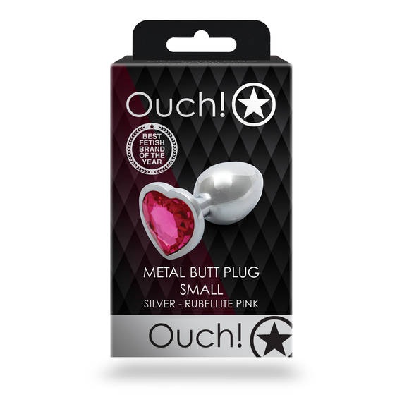 Анальна пробка - Ouch! Metal Butt Plug Small Silver/Rubellite Pink Sex Aura | Зображення 6