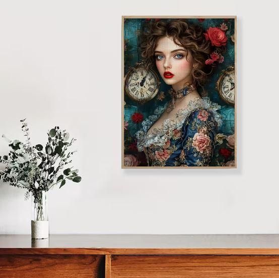 Набор для вышивки JOZYSH «Винтажная красавица» 14CT, 30x40 см, канва Аида с нанесенным рисунком | Зображення 6